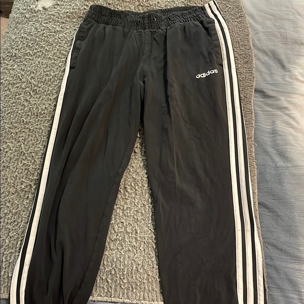 Adidas Black Joggers with White Accents